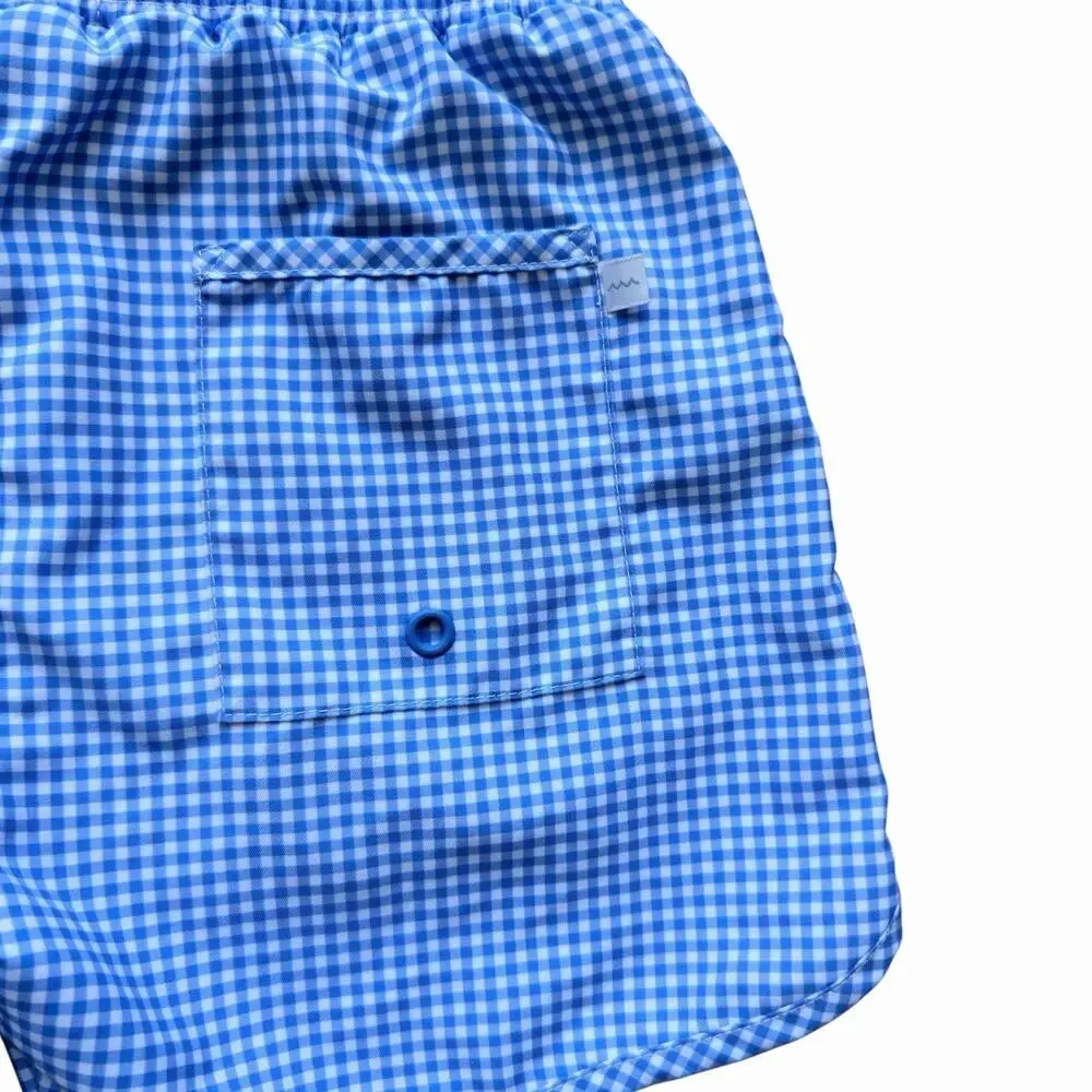 Minnow Boys Swim Sky Blue Gingham Boardie Size 7/8
